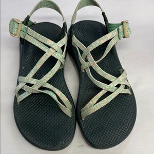 Chaco Green and Beige Strappy Sandals